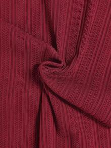Whyspr Plus Size Summer Simple Solid V-Neck Ruffle Sleeve Hem T-Shirt - Burgundy - View 7