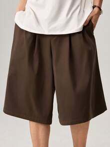 Vaulklash Men's Loose Bermuda Shorts, Lightweight & Comfortable, Pleated Design, Suitable For Spring/Summer - Brown - View 8
