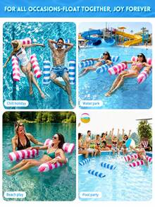 Inflatable Drainage Floating Chair/Recliner/ Hammock With Backrest, Foldable Inflatable Pool Chair For Summer, Suitable For Spas, Pools, Beach Parties, Multi-Functional Floating Chair For Summer Outdoor Water Entertainment During Vacations - multicolor - View 8
