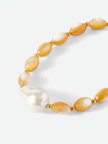 Opalesca Women Chain Bracelets,Outfits,Old Money,Wedding/Bridal Accessories,Western Jewelry,Fairycore/Fairy,Charm Necklace,Pearl,Elegant,For Mom/Women/Girl/Mother - Yellow - View 4