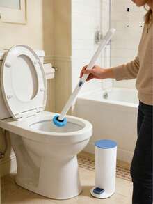 Sikat Toilet Baru dengan Kepala Pengganti yang Dapat Dilepas, Kepala Pengganti Kuning/Biru/Ungu, Dekorasi Kamar Mandi, Dekorasi Musim Gugur - Sikat toilet + kepala pengganti - View 3