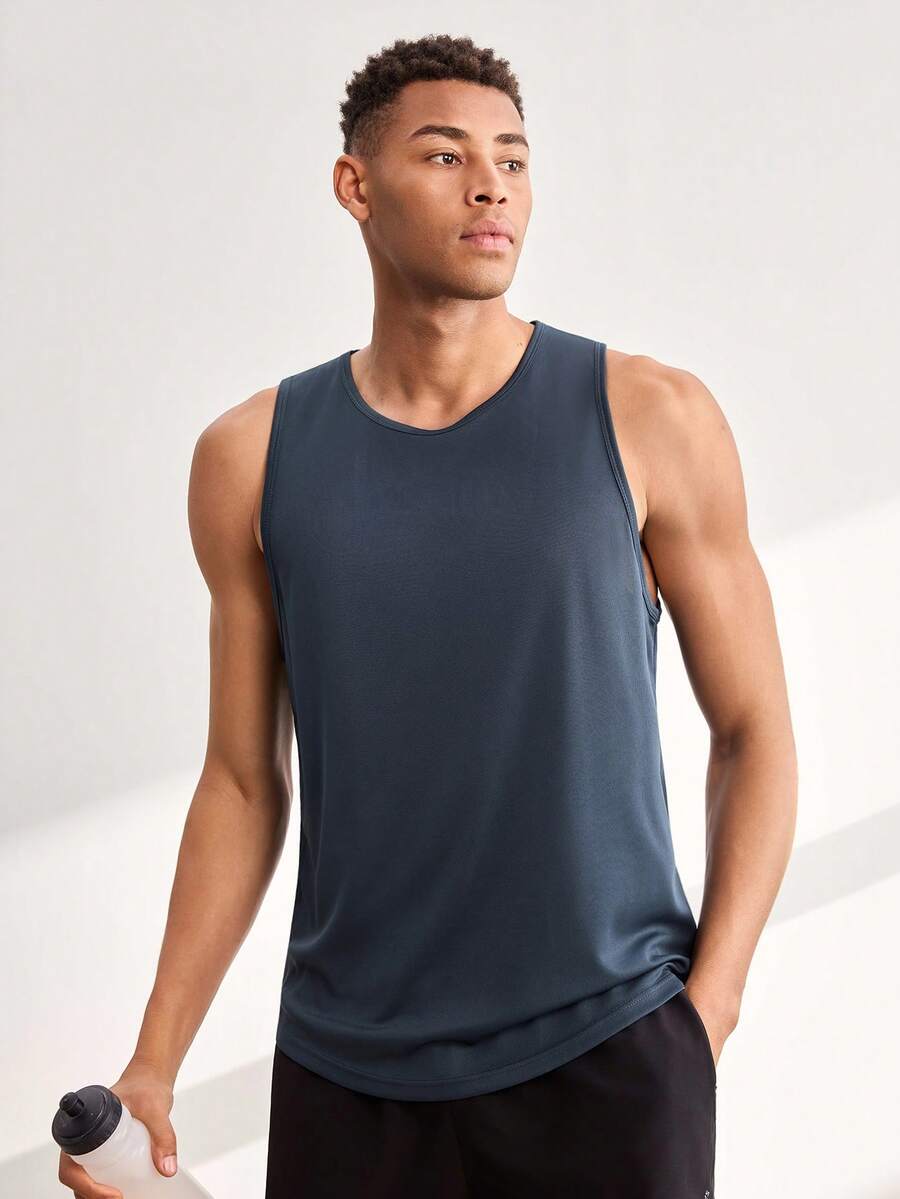 Driftmere Boyfriend Style Men Solid Sports Tank Top Workout Tops Pack Gym Top Breathable, Lightweight Summer - Dark Grey - View 1