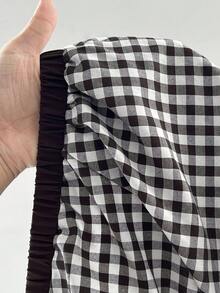 Maweii Chemise à manches courtes à carreaux marron décontractée pour vacances d'été, grande taille pour femmes - Multicolore - Voir 8
