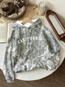 Attitoon Leaf & Branch Letter Print Chic Loose Fit Drop Shoulder Sweatshirt, Suitable For Fall/Winter Street Style - Multicolor - View 6