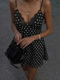 Siren Gaze Abito corto casual da donna con stampa a pois e spalline sottili per le vacanze