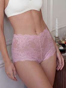 Crystal Vow 1pc Fashion Lace Hipster Panties - Pink - View 3