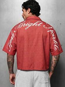 Manfinity VCAY Men's Letter Print Casual Versatile Daily Wear Shirt - Red - View 8
