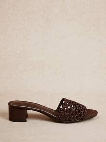 Rosivie Sandale plate casual pentru femei, stil boem, cu design cu cataramă, pantofi de vară - țesut maro - Vizualizare 2