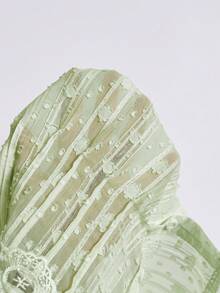 Soleia 新款女款綠色蕾絲拼接鈕扣設計夏季細肩帶背心，適合派對、約會、情人節、復活節、嘉年華、下午茶、海灘、郵輪度假、城市街頭度假、波西米亞風、浪漫花卉、度假、花卉 - 綠色 - View 7