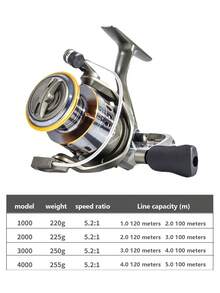 Carretilha de Pesca Giratória, Carretel de Metal, Relação de Engrenagem 5.2:1/4.7:1, 13 Rolamentos de Esfera, Adequada para Pesca de Carpa, Modelo He500-7000, Carretel de Metal, Equipamento de Pesca em Água Salgada - Preto - Visão 6