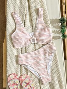 Swim Vcay 女款夏季海灘條紋比基尼三角泳褲兩件式泳衣套裝 - 彩色 - 查看 3