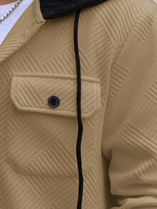 Manfinity Homme Áo khoác hoodie phối màu casual nam, mùa thu - Màu Khaki - Xem 5