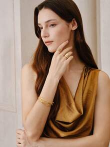 Opalesca Gold Geometric Double Wrap Ladies Bracelet - Gold - View 6