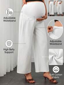 Momance Maternity Denim Straight Leg Cropped Pants - White - View 9