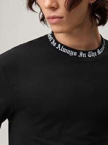 Atasan Pria Slogan Casual - Hitam - View 8