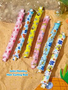 SpongeBob SquarePants | SHEIN 6件組卡通印花免加熱捲髮工具套組 - 彩色 - 查看 1