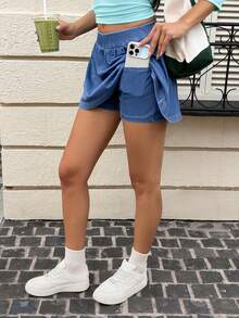 Flexra Women's Summer Casual Washed Denim Shorts - Blue - View 7