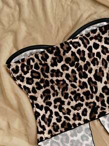 Soleia Casual Minimalist Sexy Brown Leopard Print Pattern Women Top, Suitable For Spring/Summer, Vacation, Beach - Multicolor - View 6