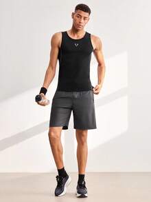 Driftmere Men's Minimalist Casual Sleeveless Sports Workout Running Crew Neck Compression Tank Top, Gym Black - Black - View 3