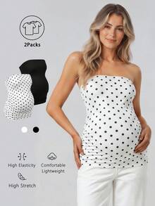Modmama 孕婦夏季休閒百搭平口上衣 - 黑與白 - 查看 2