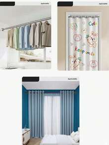 1 pièce Tringle télescopique en acier inoxydable sans perçage, facile à installer, sans besoin de colle, convient pour des endroits tels que les armoires, les salles de bain, les fenêtres, etc. - 1pc - Voir 4