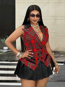 Maweii Plus Size Women's Plaid Fashion Versatile Casual Daily Top - Multicolor - View 4