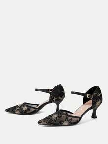 CUCCOO HITCHD Women's Gauze Net Shoes - Fine embroidery mesh black - View 3