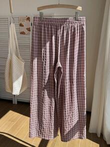SHEIN EZwear 大码休闲狗狗印花休闲裤 - 奶油色 - 查看 2