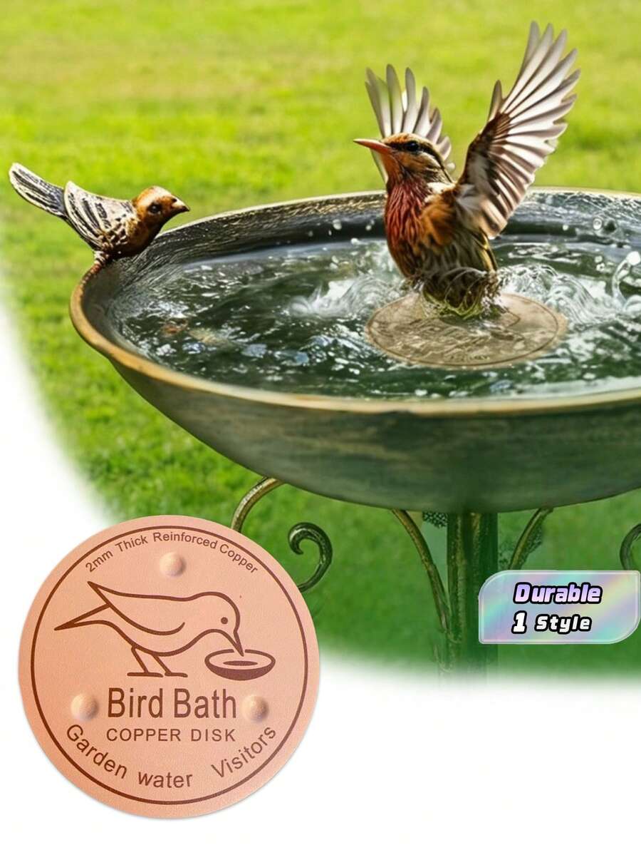 1pc Copper Bird Bath Tray, Reinforced Pure Copper Cleaning Plate With 3-Point Support, Suitable For Outdoor Bird Bath Basin Year-Round Physical Water Cleaning - multicolor - View 1