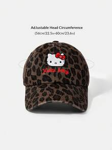 HELLO KITTY AND FRIENDS | SHEIN 1pc,Leopard Print Baseball Cap For Women, Cute Embroidered Adjustable Hat, Casual Streetwear Cap - leopard print - View 6