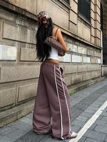 Coolane Women's Summer Party Everyday Going Out Vacation Chic Sporty Boho Renaissance Fair Daily Wear Vintage Chocolate Brown Baggy Wide Leg Pants - Brown - View 8