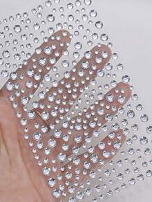 1 Sheet 325pcs Multi-Size 3D Realistic Gem Stickers For Eyes & Face, White Glitter Rhinestone Stickers, Suitable For Makeup, Festivals, Y2K Style Music Festivals DIY Gem Stickers For Eyes & Face, Suitable For Dance Performances, Parties, - Multicolor - View 9