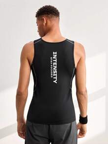 Driftmere Men's Minimalist Casual Sleeveless Sports Workout Running Crew Neck Compression Tank Top, Gym Black - Black - View 2