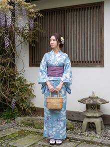 Irokai 花卉圖案和服袖寬鬆版型浴衣 - 彩色 - 查看 10