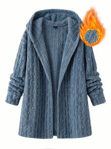 SHEIN Clasi 女款純色長袖連帽寬鬆修身夾克 - 藍色 - 查看 1