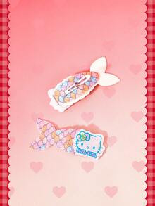 HELLO KITTY AND FRIENDS | SHEIN 4Pcs Sequined Fishtail Mermaid Hairpin Edge Clip Bangs Clip - Multicolor - View 4
