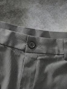GENTILAND Pantalones cortos casuales holgados con pliegues y bolsillos de unicolor para hombres - Gris - Ver 4
