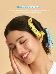 SpongeBob SquarePants | SHEIN 6件組卡通印花免加熱捲髮工具套組 - 彩色 - 查看 2