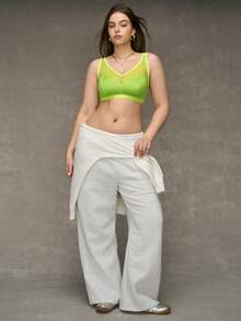 Esseday Wireless No-Padding Curve Bralette Minimalism Plus Size Wire-Free Bra Apple Color - Green - View 4