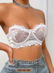 SHEIN 1pc Women's Lace Underwire Bra - White - View 4