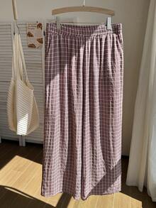 SHEIN EZwear 大码休闲狗狗印花休闲裤 - 奶油色 - 查看 3