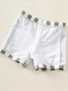 SHEIN 2pcs Baby Boy Summer Casual Vacation Swimwear Set, Includes Swimsuit Top And Striped Swim Trunks/Shorts, Suitable For Beach, Pool, Spa - Multicolor - View 8