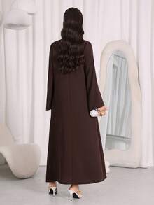 Al Najma 女士土耳其长款连衣裙和阿拉伯传统长袍 - 棕色 - 查看 3