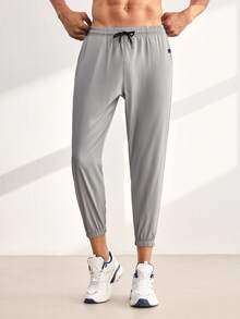 Driftmere Men's Sports Pants With Elastic Cuffs, Lightweight Breathable Fabric, Good Drape, Stretchy, Slim Fit Fall - Light Grey - View 1