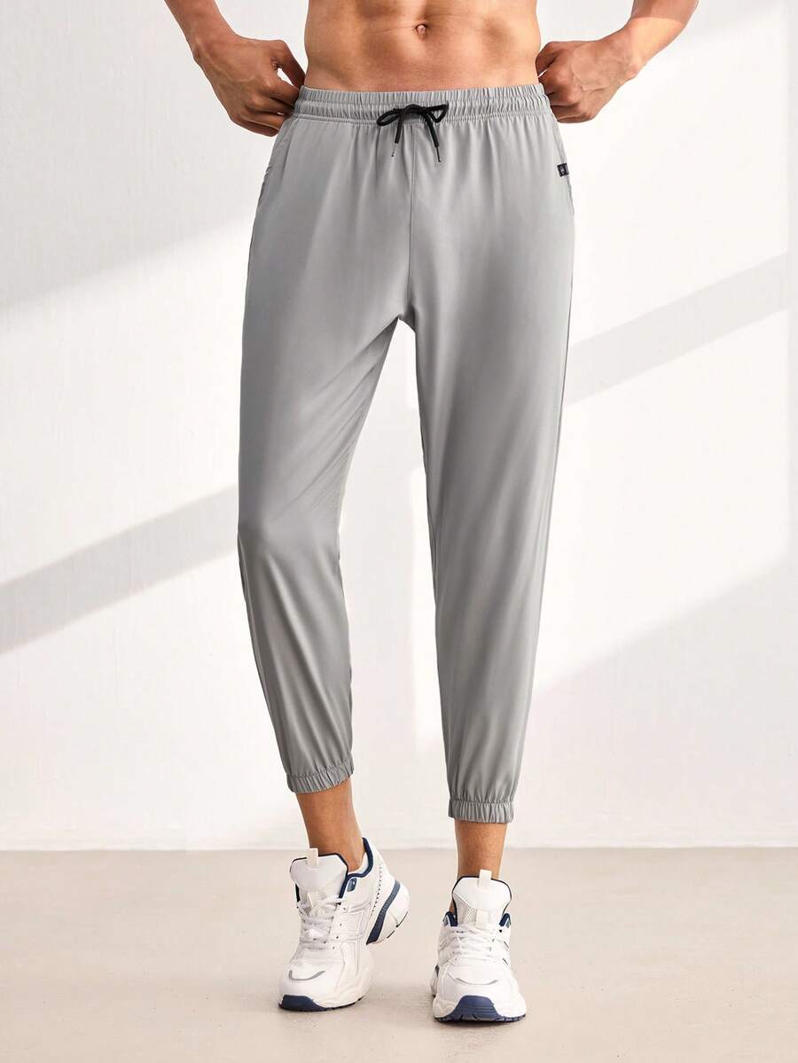 Driftmere Men's Sports Pants With Elastic Cuffs, Lightweight Breathable Fabric, Good Drape, Stretchy, Slim Fit Fall - Light Grey - View 1