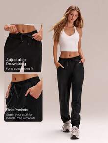GLOWMODE Modest 1PC CloudKnit Weekend Stroll Soft Stretchy Lightweight Adjustable Drawstring Waist Pockets Relaxed Fit Joggers Daily Casual Street Wear - Black - View 3