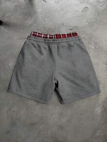 PAVTROS Pantalones cortos para hombre con diseño bordado, cintura con cordón y bolsillos - Gris Oscuro - Ver 3
