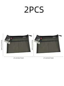 Haus Hana 1/2pcs A5 Transparent Mesh Zipper File Bag, Lightweight Nylon Document Pouch, Semi-Clear Grid Folder Organizer For School, Office, Stationery, Receipts, Homework, Travel Papers & Desk Storage - multicolor - View 11