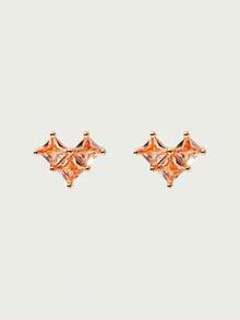Glisma Anting Stud Cinta Berlapis Emas 18k dengan Inlay Zirkonium, Set Tiga Buah yang Kecil dan Indah - MultiWarna - View 5