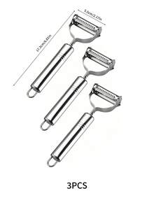 3件組 2合1 不鏽鋼水果削皮器 磨泥器 蔬菜切片器 廚房配件 家用廚房用具 - 銀色 - 查看 11